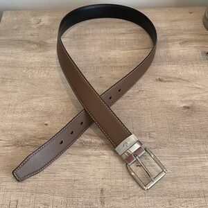 Dockers Brown Leather Belt with Silver Buckle